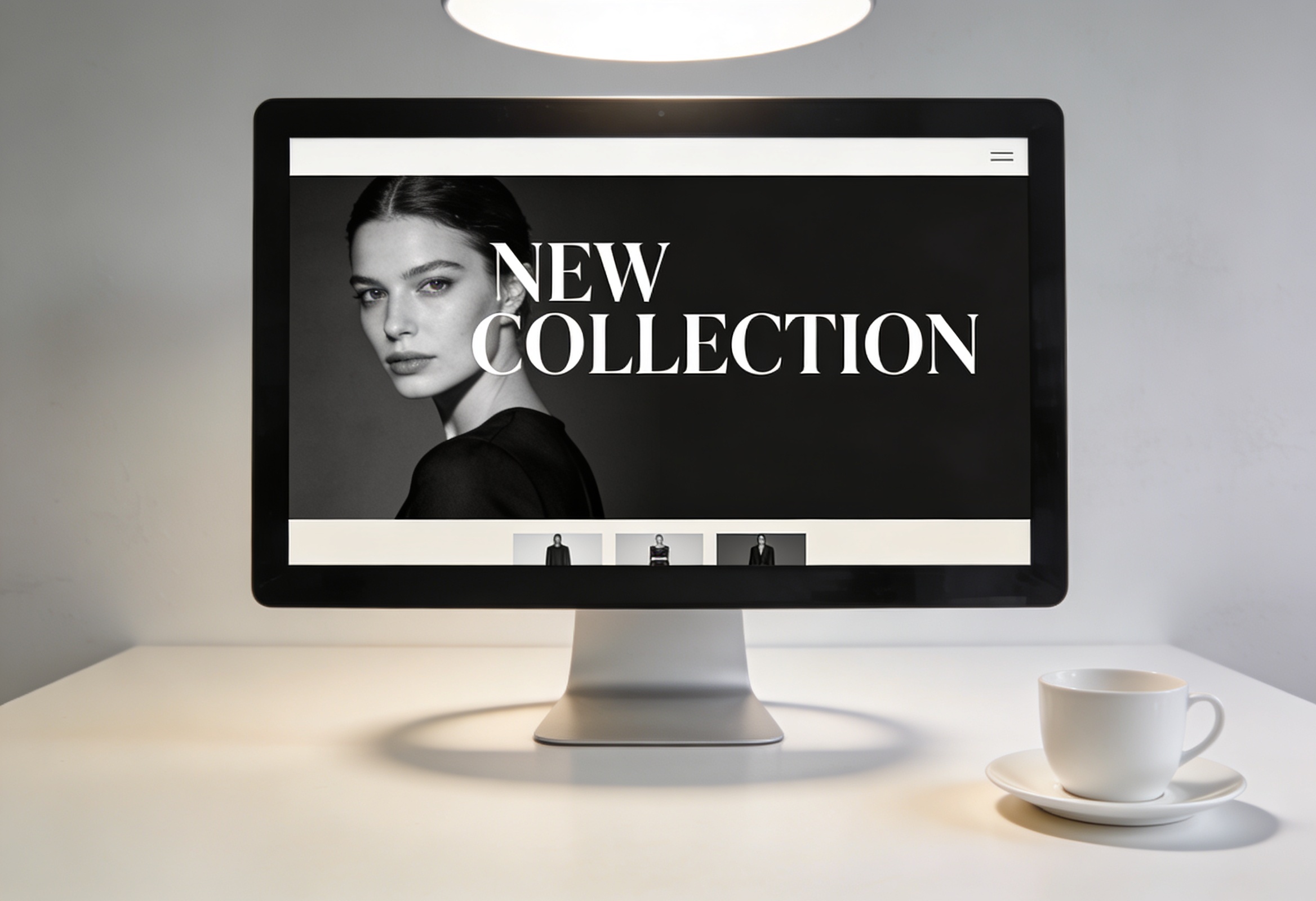 Moda markası web sitesi tasarımı gösteren bilgisayar monitörü