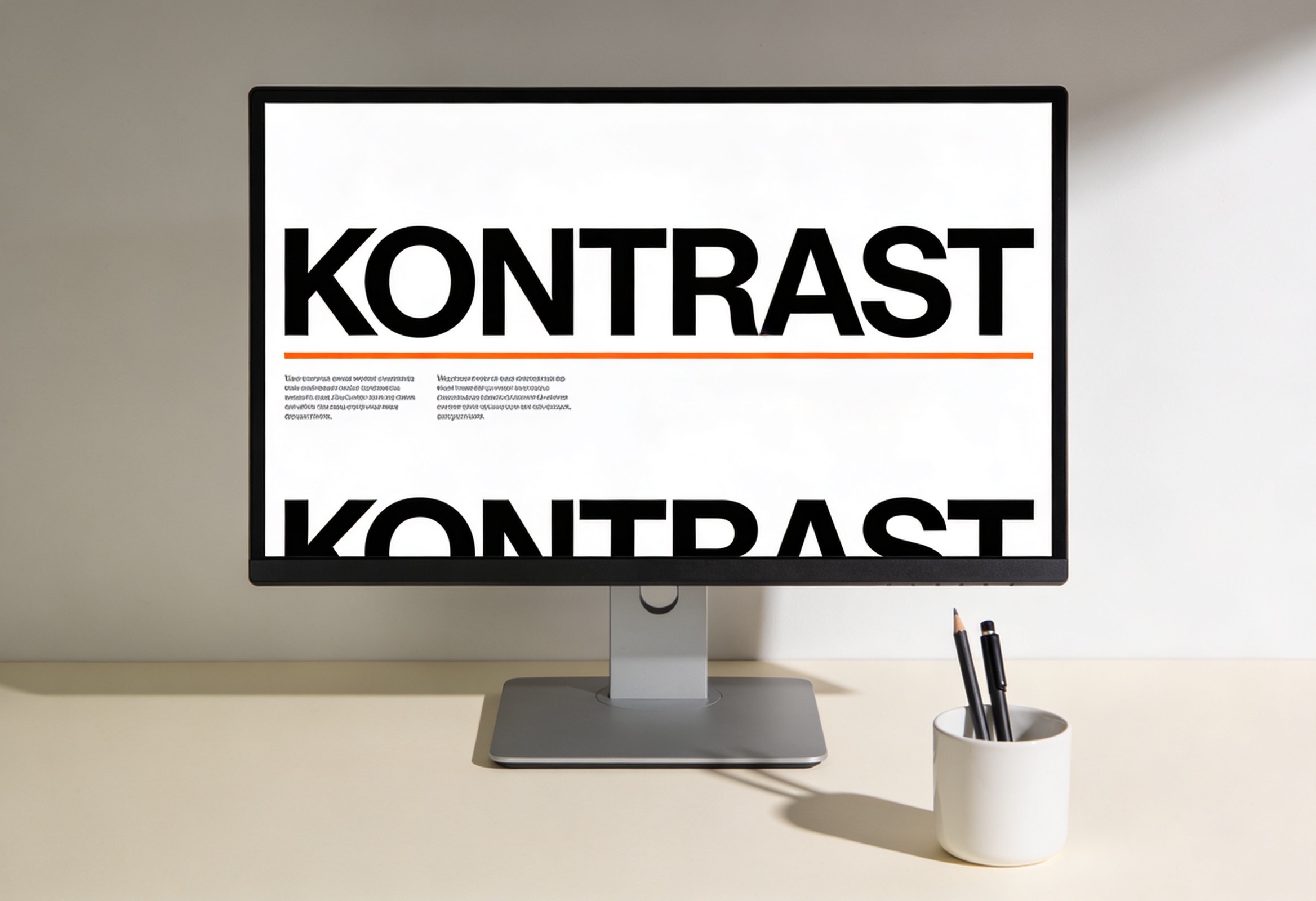 Monitörde büyük tipografi kompozisyon gösteren grafik tasarım çalışması