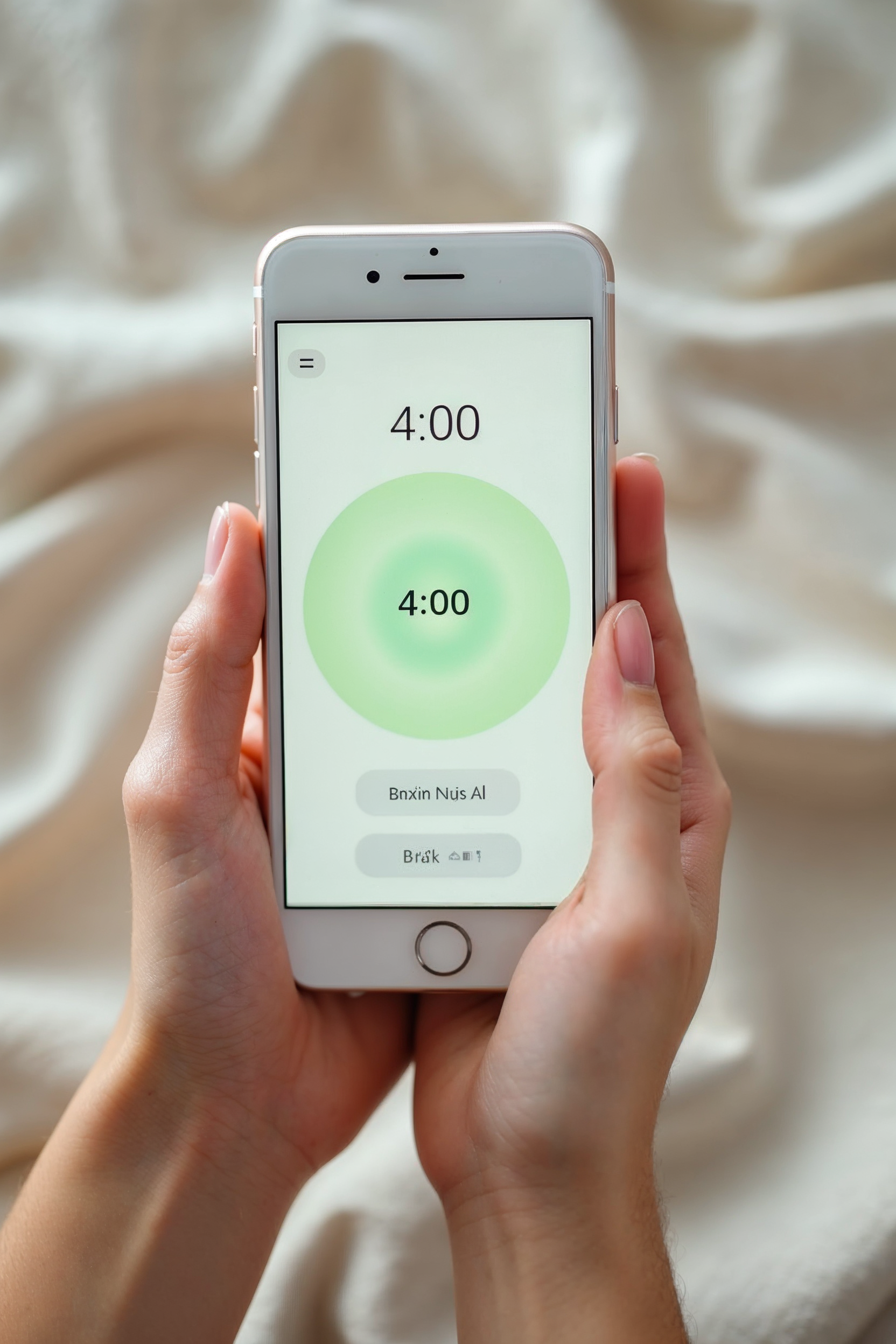 Wellness uygulaması arayüzü gösteren telefonu tutan eller